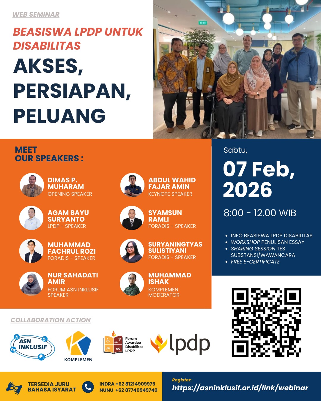 Poster Webinar Nasional Forum ASN Inklusif mengenai Beasiswa LPDP untuk disabilitas yang dihadiri ratusan peserta daring